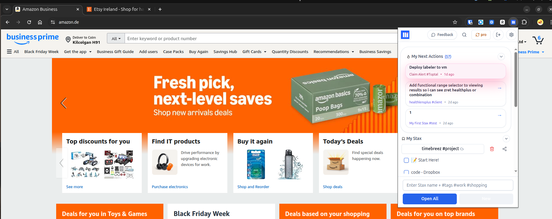 Clicking TabStax icon in browser